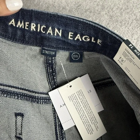 American Eagle Jeans Womens 14 Super High Rise Baggy Wide Leg Dark Wash NEW - Picture 11 of 13